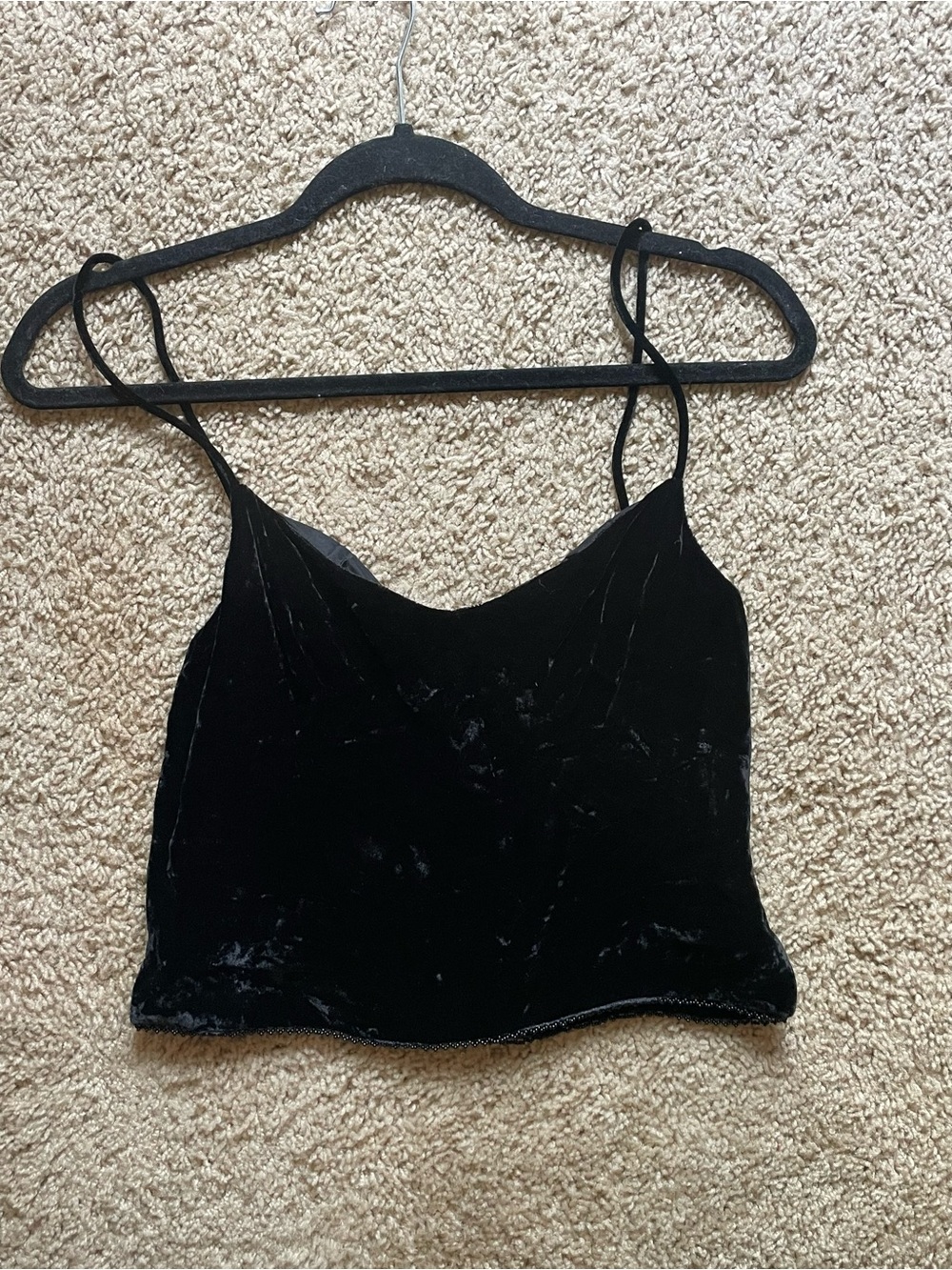 Ralph Lauren Black Velvet Spaghetti Strap Camisole Top